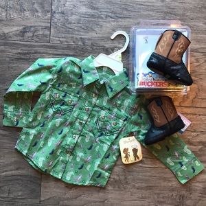 Wrangler Cowboy shirt & Cowboy Boots! 6-9 months